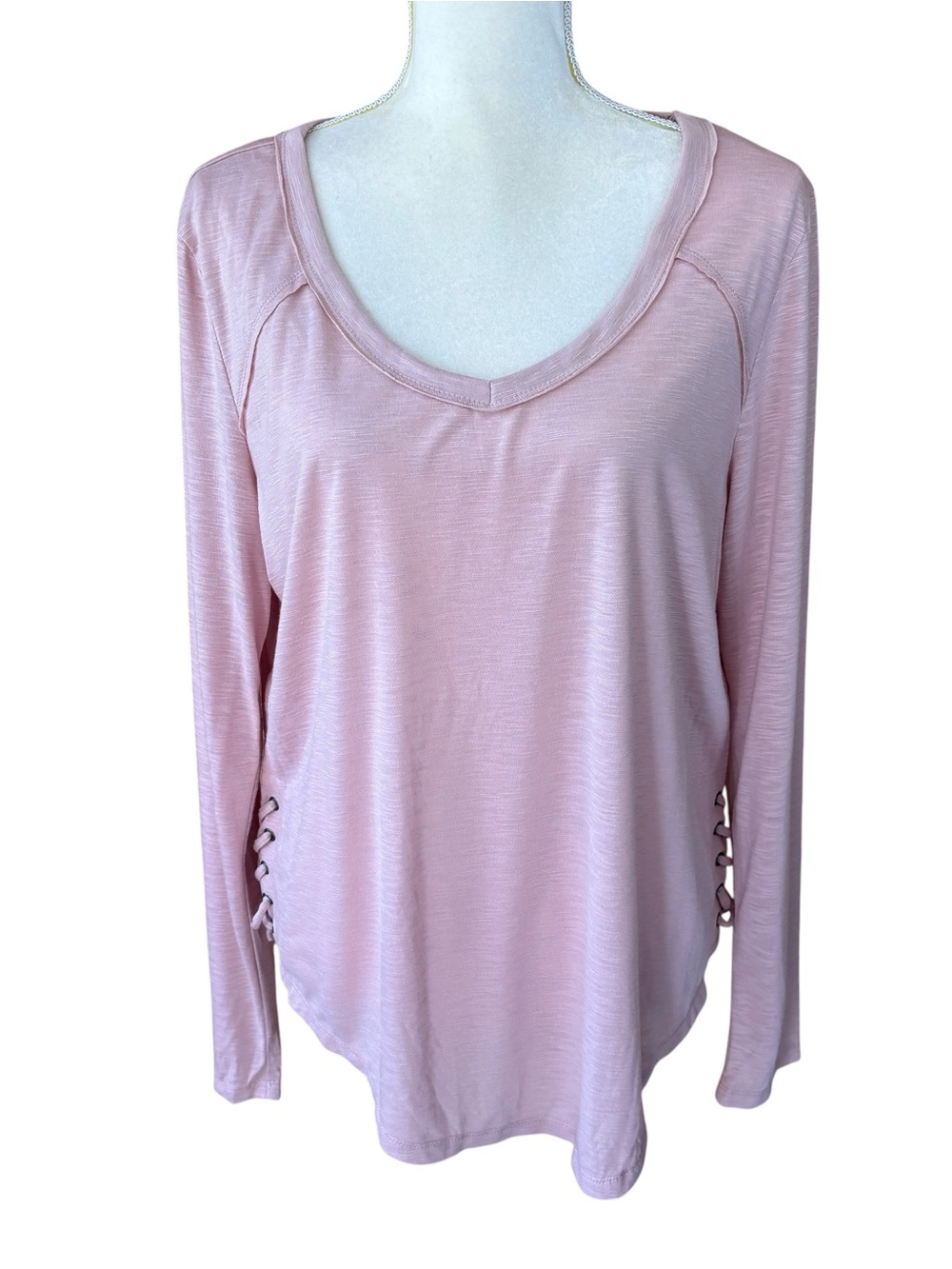 Mudd long-sleeve blouse, XL, lace up on sides, y2k, fall, lightweight, casual
